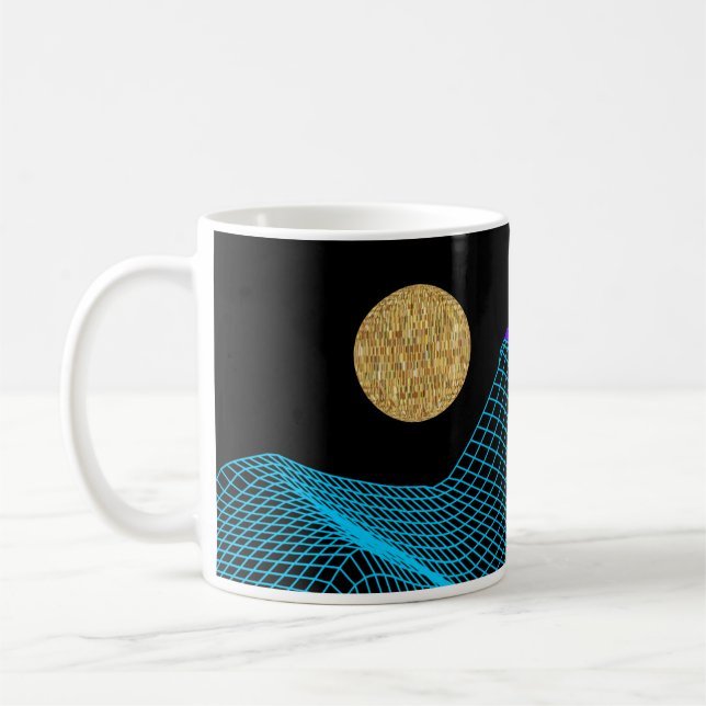 Quantum Disco Dimension Lila Blue Black Guld Kaffemugg (Vänster)