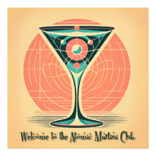 Quantum Entanglement Atomic Martini Club Cocktail Fototryck