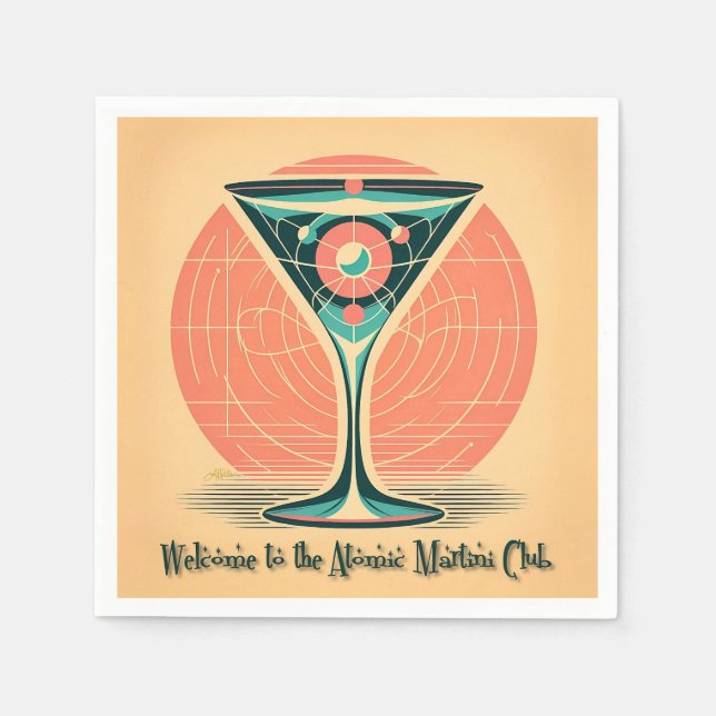 Quantum Entanglement Atomic Martini Club Cocktail Pappersservett (Framsidan)