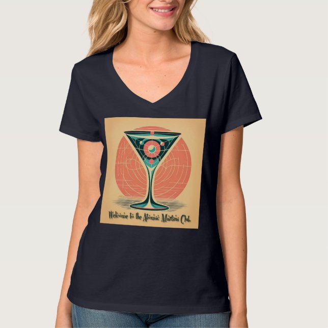 Quantum Entanglement Atomic Martini Club Cocktail T Shirt (Framsida)
