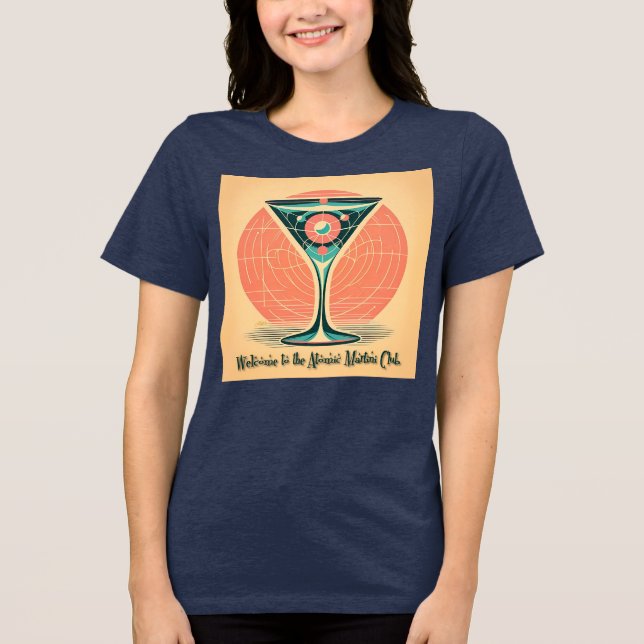 Quantum Entanglement Atomic Martini Club Cocktail T Shirt (Framsida)