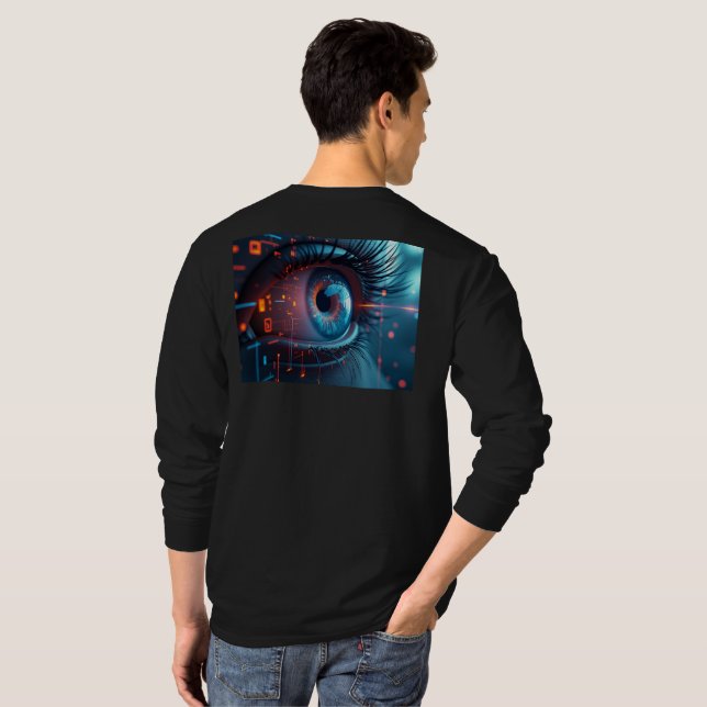 Quantum Eye herr långärmad svart T-shirt baksida (Hel baksida)