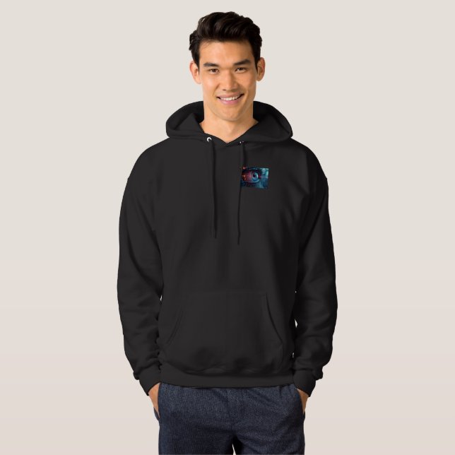 Quantum Eye män svart hoodie ficka (Hel framsida)