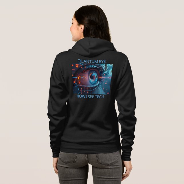 Quantum Eye tech kvinnor Bella svart hoodie T Shirt (Hel baksida)