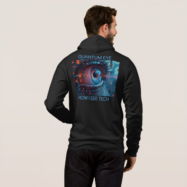Quantum Eye tech men Bella black hoodie T Shirt (Hel baksida)