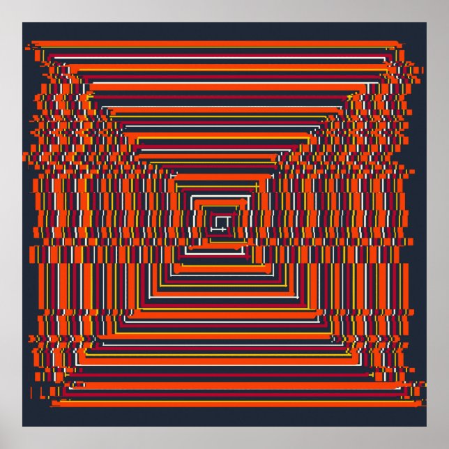 Quantum Glitch Geometriskt Mönster  Poster (Framsidan)