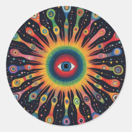 Quantum Helix Nebula Rainbow Black Aztec Folk Art Runt Klistermärke