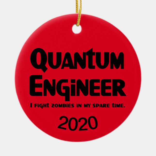 Quantum Ingenjör Zombie Fighter Julgransprydnad Keramik (Framsidan)