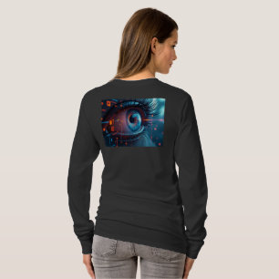 Quantum Öga kvinnor långärmad svart T-shirt back