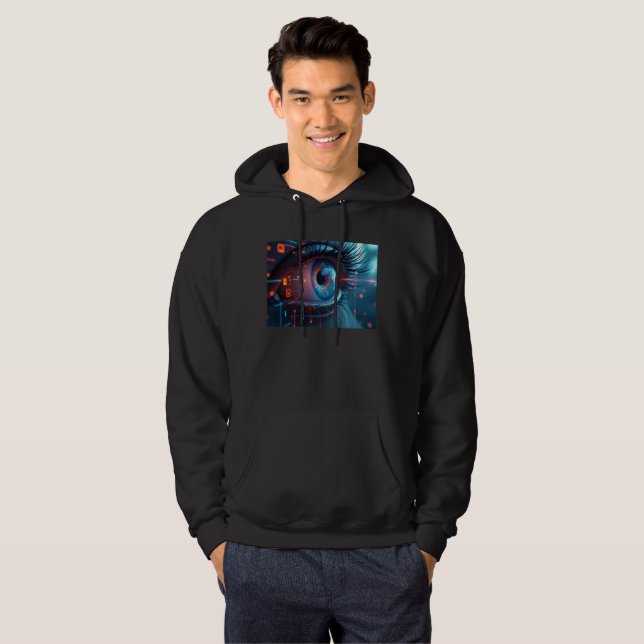 Quantum Öga manar, svart soja Hoodie (Hel framsida)