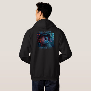 Quantum Öga Tech manar Svart, bakåtfogad tröja Hoodie