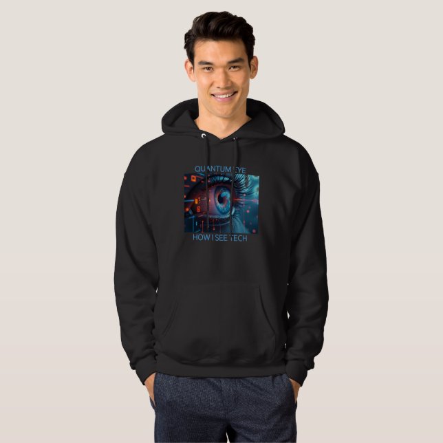 Quantum Öga Tech manar Svart-kapad svettskjorta Hoodie (Hel framsida)
