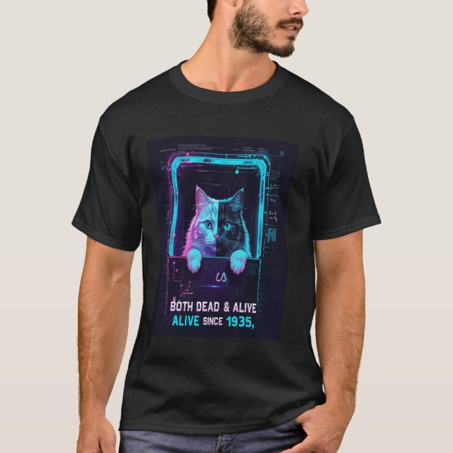 Quantumparadox Schrödingers katt Både död och leva T Shirt (Framsida)