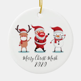Quarantine 2020 Merry Christmask-skript Julgransprydnad Keramik