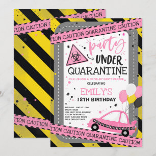 Quarantine Drive-By-Födelsedagsfest Parad Inbjudningar