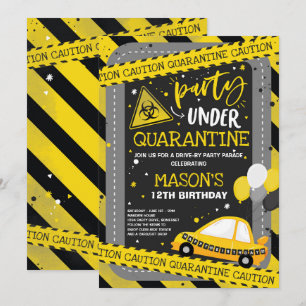 Quarantine Drive-By-Födelsedagsfest Parad Inbjudningar