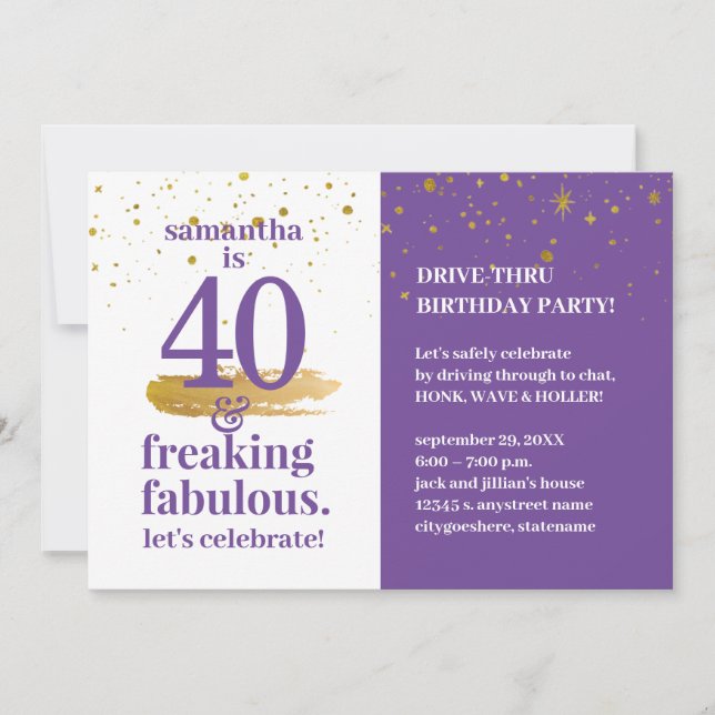 Quarantine Drive Thru 40 och Fabulous Birthday Inbjudningar (Framsida)