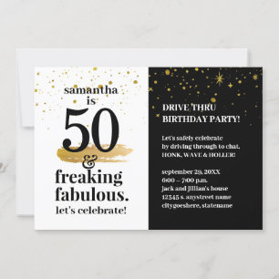 Quarantine Drive Thru 50 och Fabulous Birthday Inbjudningar