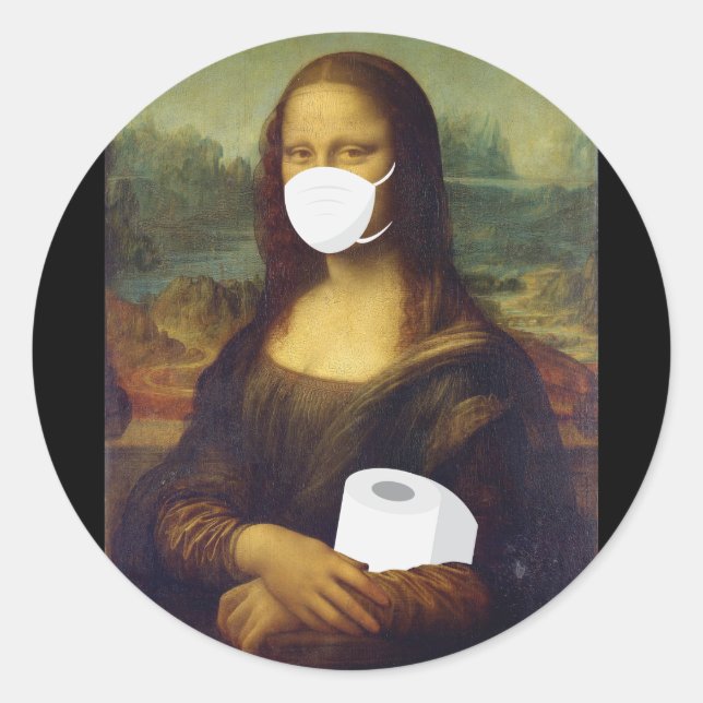 Quarantine Mona Lisa Runt Klistermärke (Framsida)