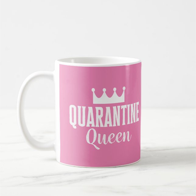 Quarantine Queen 2020 Rosa Girly Virus Kaffemugg (Vänster)