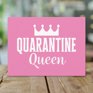 Quarantine Queen 2020 Rosa Girly Virus Vykort