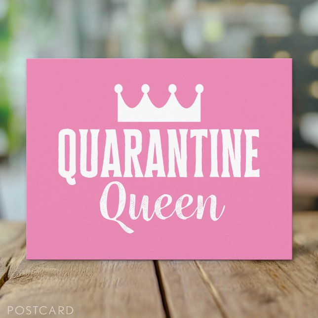 Quarantine Queen 2020 Rosa Girly Virus Vykort (Custom Postcard)