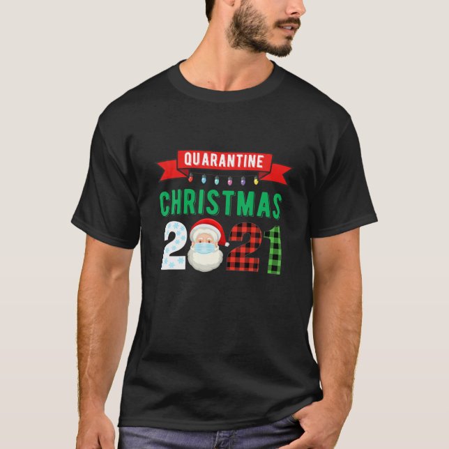 Quarantine Santa jul Pajamas Family Funny Xm T Shirt (Framsida)