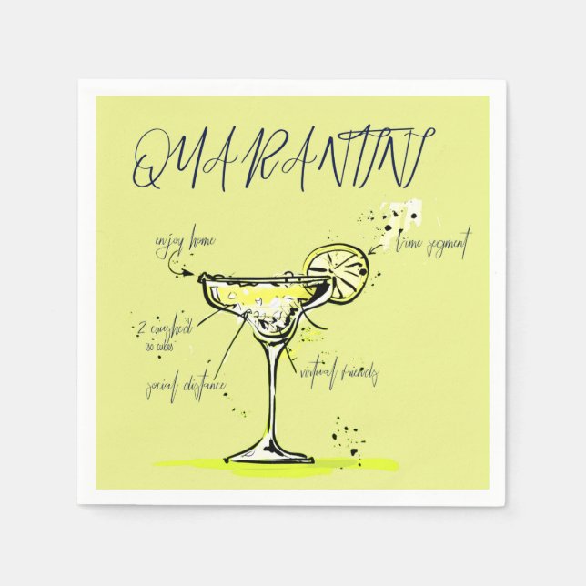 Quarantini Covid Social Isolation Cocktail Recipe Pappersservett (Framsidan)
