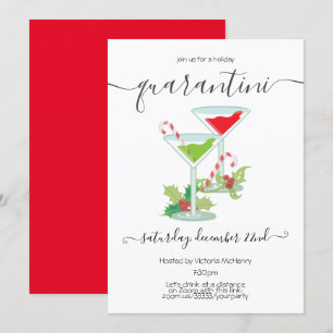 Quarantini Mistletoe och Martinis Julfest Inbjudningar