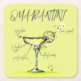 Quarantini Social Isolation Cocktail Recipe Underlägg Papper Kvadrat