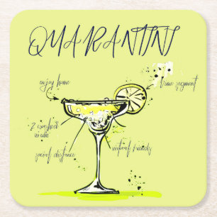 Quarantini Social Isolation Cocktail Recipe Underlägg Papper Kvadrat