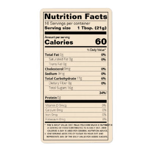 Quart Honung Nutrition Facts Goldenrod Food Fraktsedel