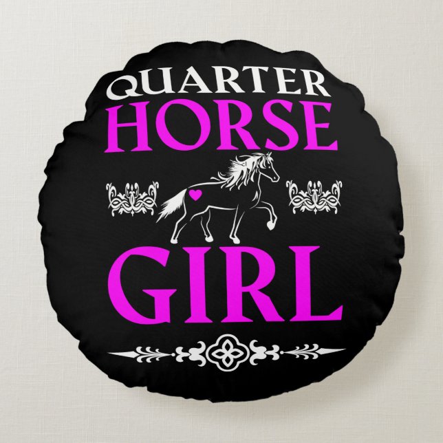 Quarter Horse Flicka Rund Kudde (Framsidan)