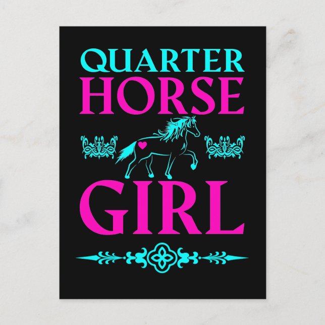 Quarter Horse Girl in Aqua and Rosa Vykort (Framsida)