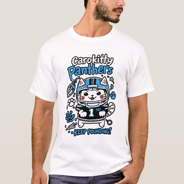 Quarterback Cat Illustration – Söt Fotbollskatt D T Shirt (Framsida)