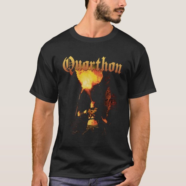 Quarthon Bathory Flames Officiell Merchandise T Shirt (Framsida)
