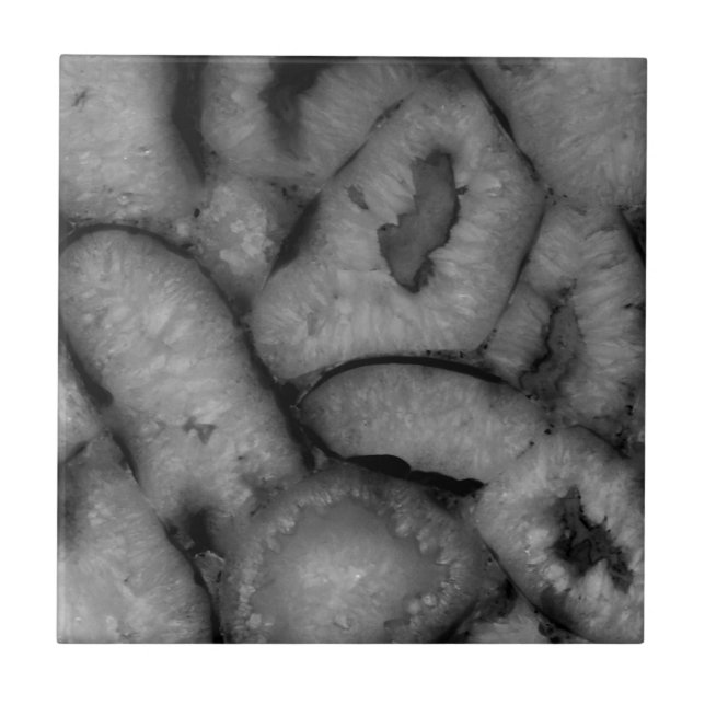 Quartz Agate Geode Black White-stenar Kakelplatta (Framsidan)