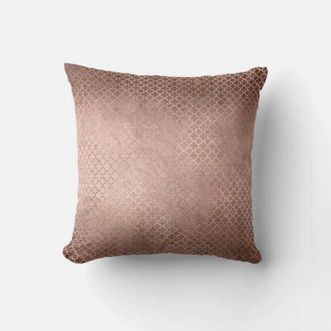 Quatrefoil Art Deco Rosa ros Guld Powder Glam Kudde (Framsida)