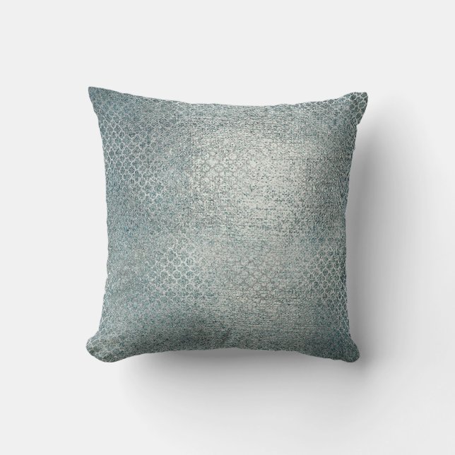 Quatrefoil Art Deco Silver Teal Brown Glam Kudde (Framsida)