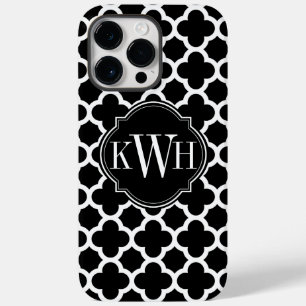 Quatrefoil Black and White Mönster Monogram