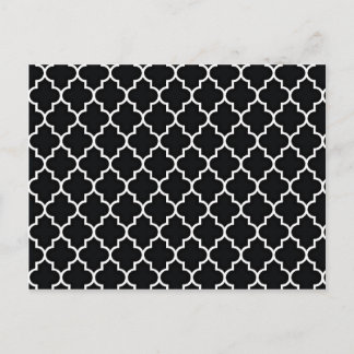 Quatrefoil Black and White Vykort