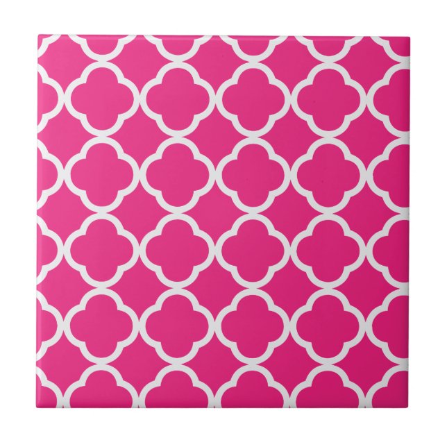Quatrefoil Bright-Rosa Kakelplatta (Framsidan)