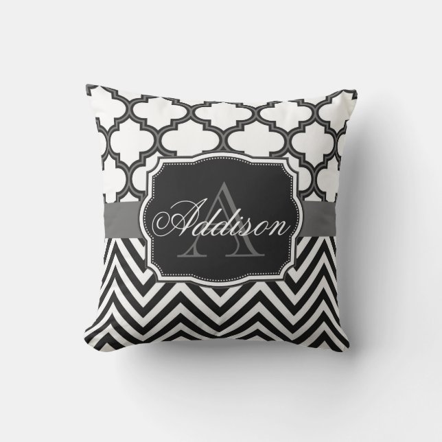 Quatrefoil Chevron Monogram Kudde (Framsida)