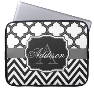 Quatrefoil Chevron Monogram Laptop Fodral