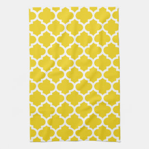 Quatrefoil citron - gula kökshanddukar