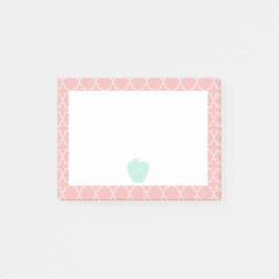 Quatrefoil för blåttApple korall lärare Post-it Block