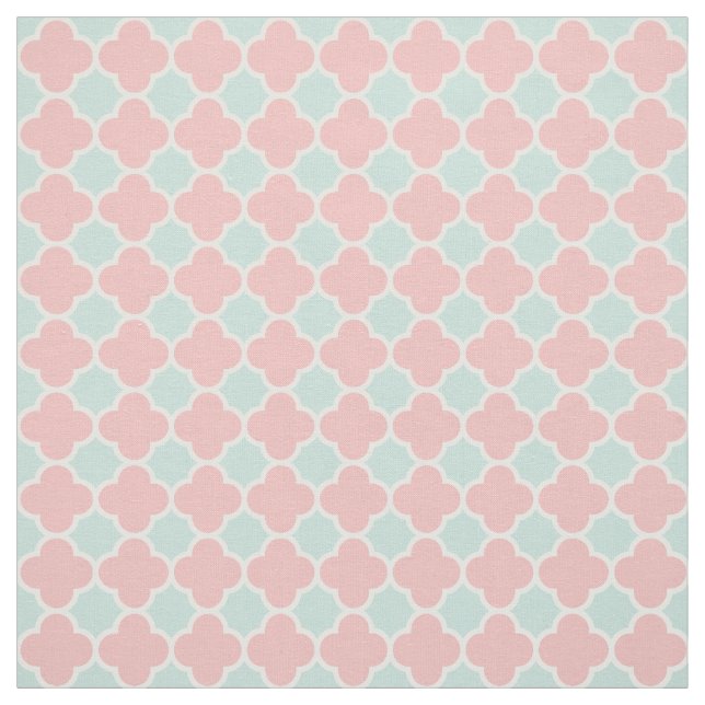 Quatrefoil för korallMintgrönt mönster Tyg (Provkarta)