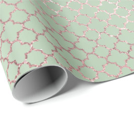 Quatrefoil Glam Rosa ros Mint Grönt Möhippa Shiny Presentpapper