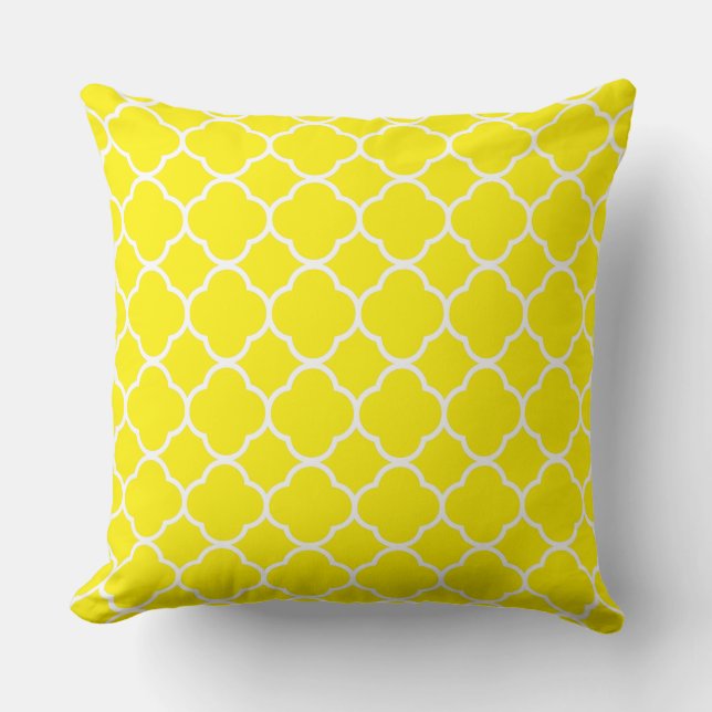 Quatrefoil Gult White Sunshine Home Decor Cotton Kudde (Framsida)