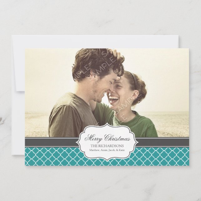 Quatrefoil Helgdag Photo Card Julkort (Framsida)